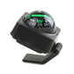 Black car compass ball with green compass rose dial and side mounting bracket