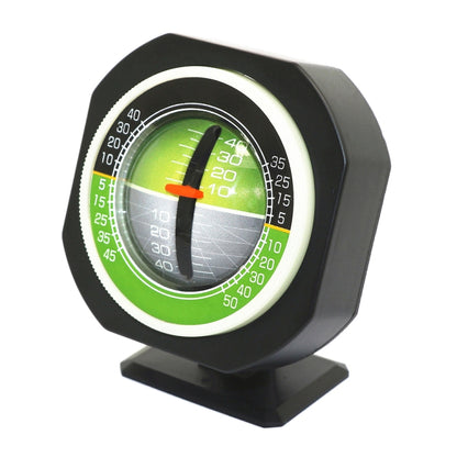 Black dashboard inclinometer level meter with green LED gauge and white light ring stand