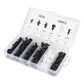 Car plastic rivet clips fastener set with 100 pcs in divided organizer box, black and white