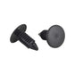 Black plastic push rivet fasteners with round heads and threaded stems