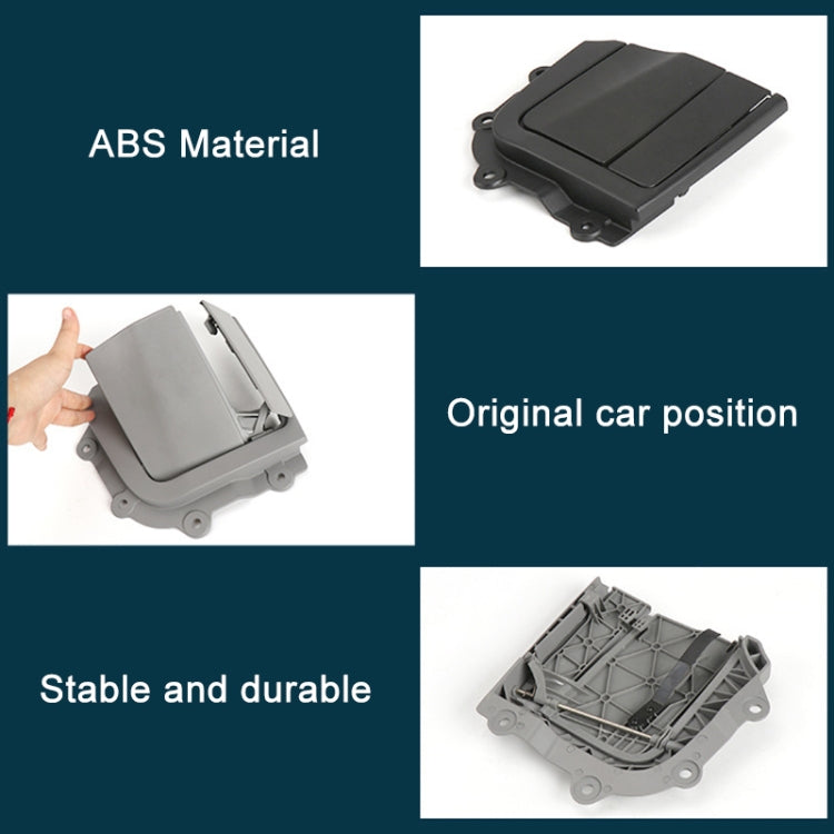 Convertible rear platform hinge cover, gray plastic housing with hinge cover panel