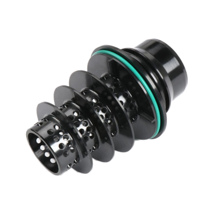 Black turbo boost connector with green sealing ring and circular port end