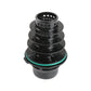 Stacked black turbo boost connector with green edge seal and circular port