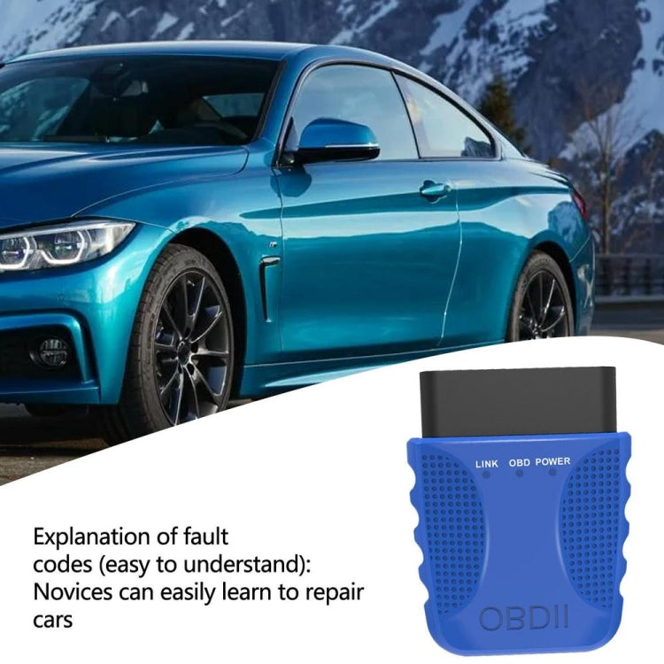 Blue OBDII Bluetooth OBD2 adapter with LINK, OBD, POWER markings