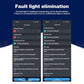OBD2 app screens showing fault light elimination and diagnostic code details