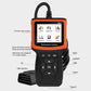 Orange OBD2 scanner with color screen, directional buttons, and Type-C port