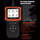 Orange and black OBD2 scanner front view with color screen and navigation buttons