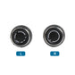 Left and right black audio knob covers with silver trim rings