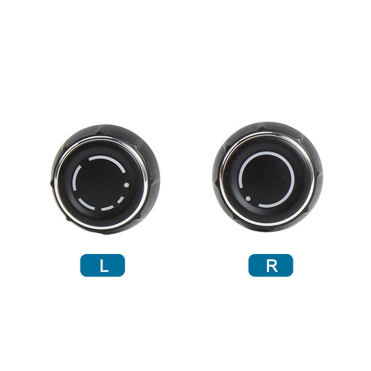Left and right black audio knob covers with silver trim rings