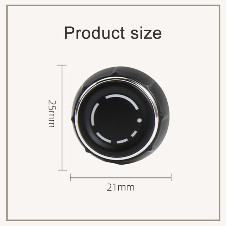 Black round knob cover with silver trim ring, approx 21mm width
