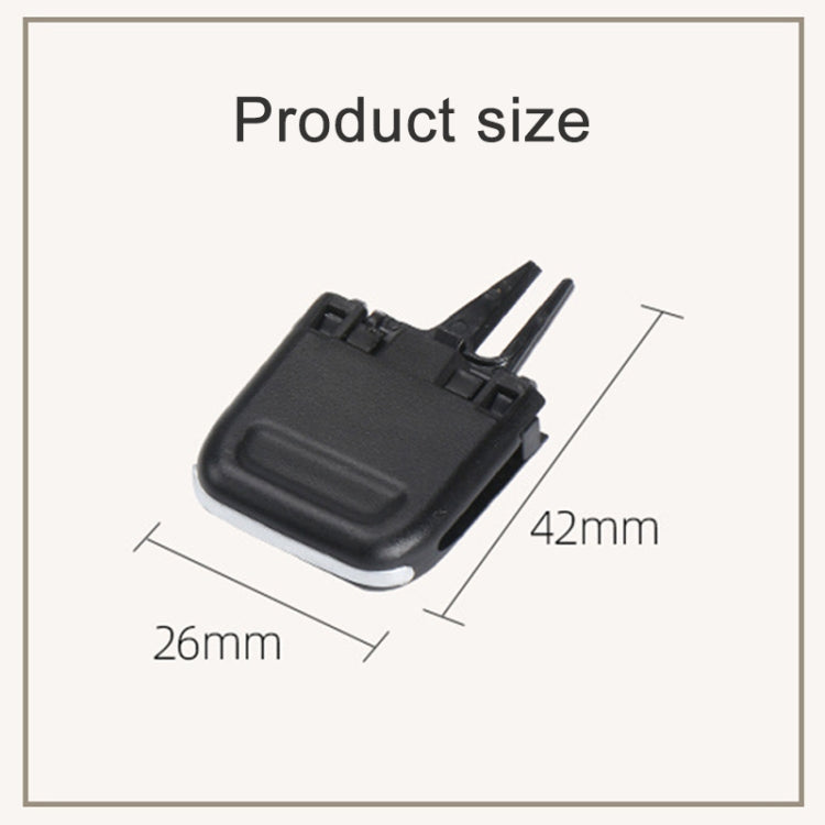 Black center air vent outlet paddle with mounting clips, product size view