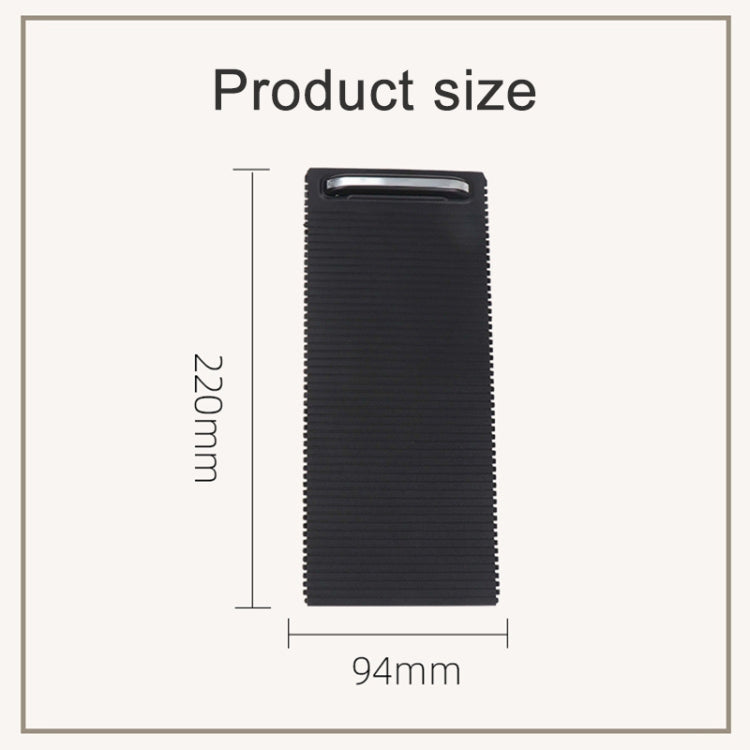 Black ribbed armrest box cover with silver handle, size 94×220mm