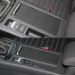 Installed black armrest box covers with silver handle, left-driving configuration
