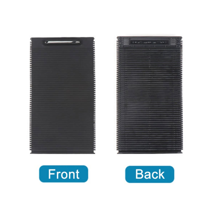 Black ribbed cup holder cover insert, front and back views