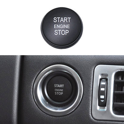 Black one-key start/stop engine button with START ENGINE STOP text, round with ring