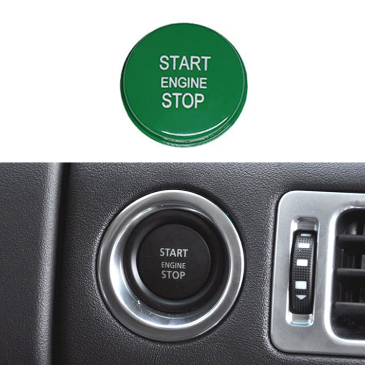 Green one-key start/stop engine button, round face with START ENGINE STOP lettering