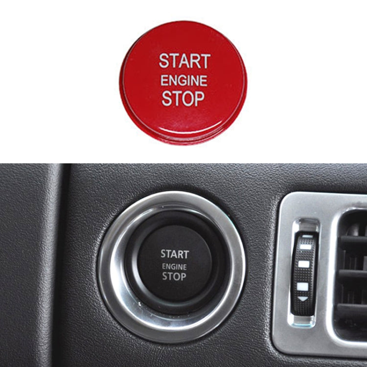 Red one-key start/stop engine button, round face with START ENGINE STOP lettering