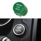 Green start stop engine switch button with chrome trim and embossed text