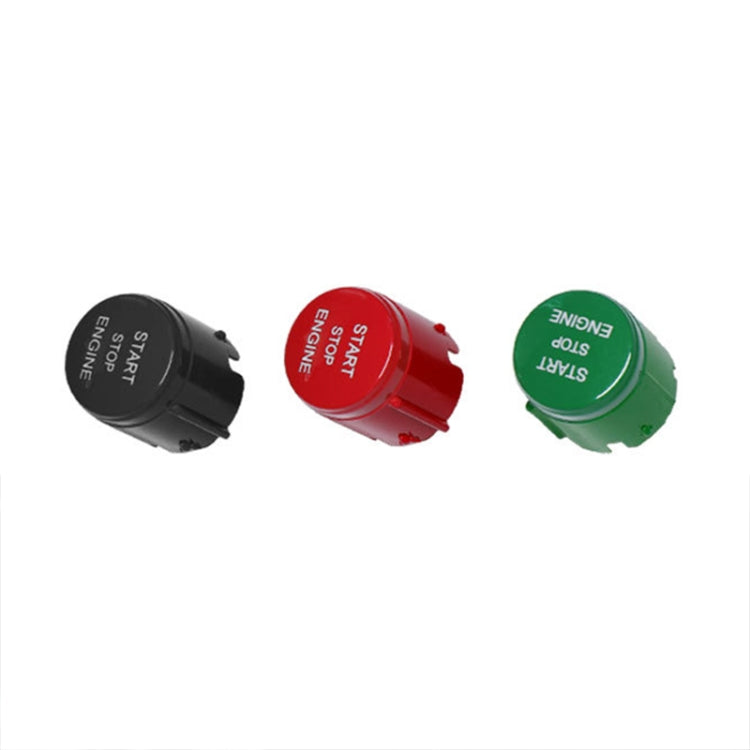 Set of start stop engine switch buttons in black, red, and green
