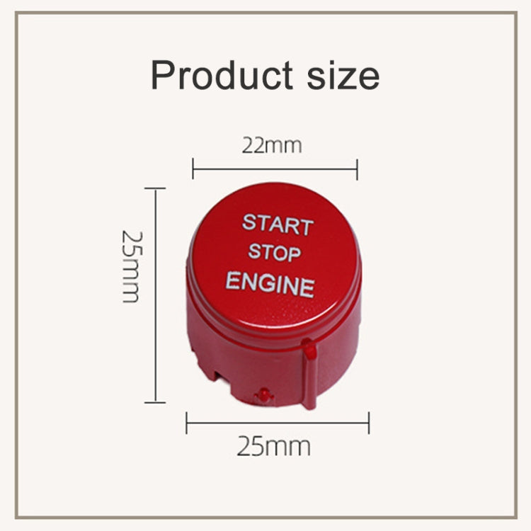 Red start stop engine button size diagram showing 22mm x 25mm