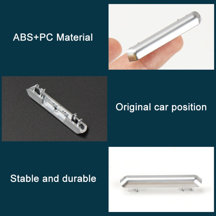 Silver air vent adjustment strip with side mounting tabs, shown in hand.