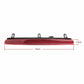 Red high position brake light bar with black top mount, size markings shown
