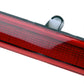Close-up of red high position brake light lens with ribbed texture