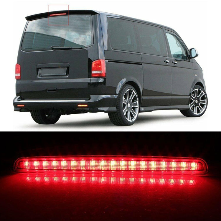 Installed high position brake light glowing red on a vehicle