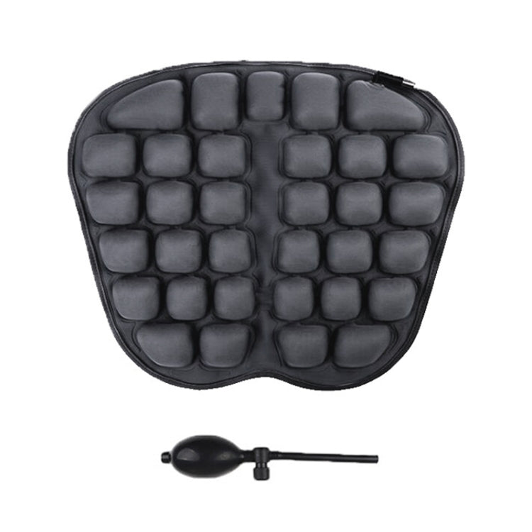 Black inflatable airbag seat cushion with raised square air cells
