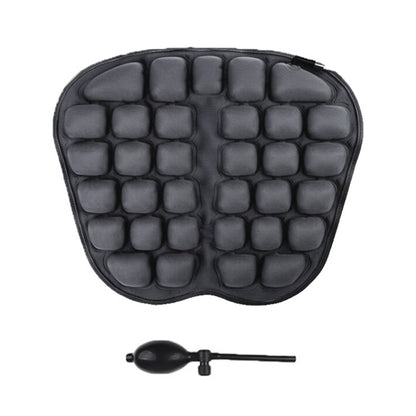 Black inflatable airbag seat cushion with raised square air cells
