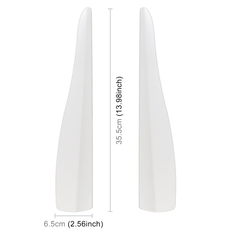 Pair of long white silicone bumper strips with size marks: 6.5 cm x 35.5 cm