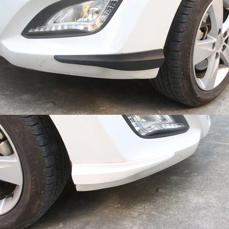 White long silicone bumper strips installed along a car front bumper edge