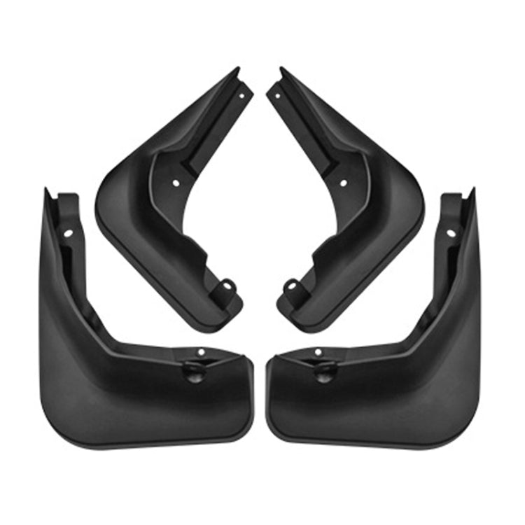 Set of 4 black soft plastic splash flaps with mounting holes, fender guard pieces