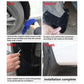 Splash flap installation showing hands fitting fender guards and confirming placement
