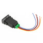 Dual fog light switch with lock, black housing and green connector with colored wires