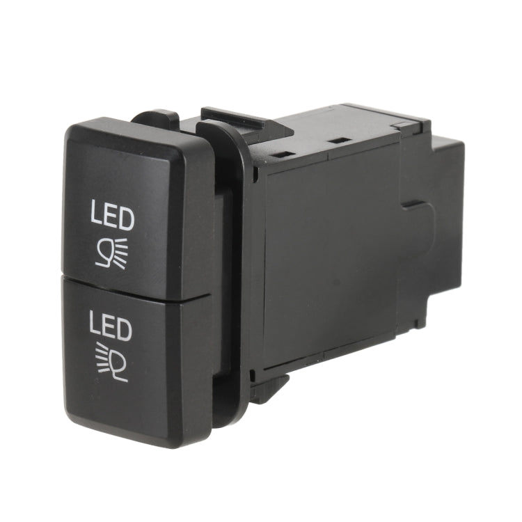 Black dual LED fog light switch with lock icons, rectangular rocker housing