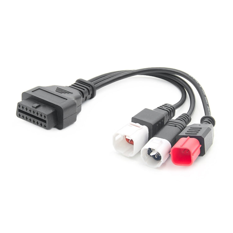 Motorcycle connector cable with OBDII plug and red 3-pin female adapter