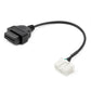 OBDII to 12-pin adapter cable with long black cord and two connector ends