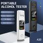 Portable alcohol tester pair: white and black handheld devices with LCD screens