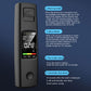 Black handheld alcohol tester with LCD display and round power button