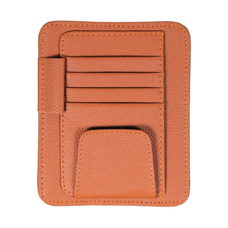 Orange sun visor glasses holder with card slots and inner glasses pocket