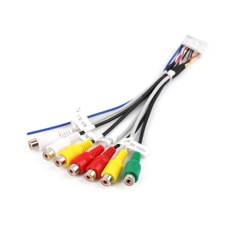 RCA video/audio cable harness with 20-pin connector and multi-color RCA plugs