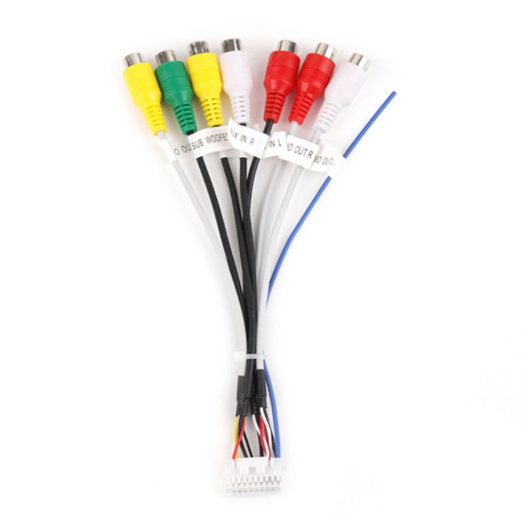 RCA video/audio cable harness with yellow, green, red, and white RCA connectors