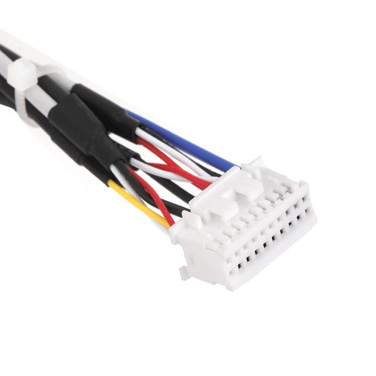RCA video/audio cable harness showing white multi-pin connector and bundled wires