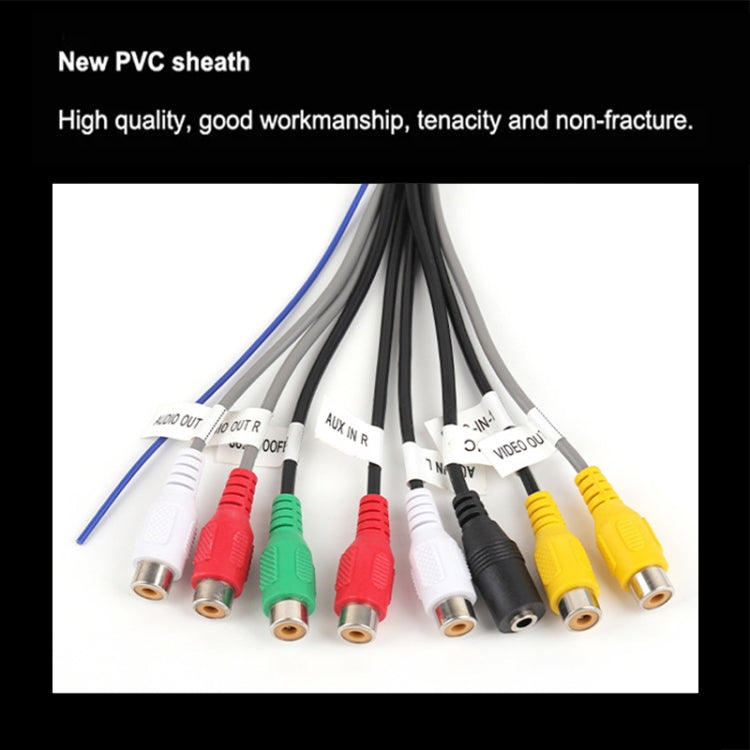RCA video/audio cable leads with multiple colored RCA plugs and black wire bundle
