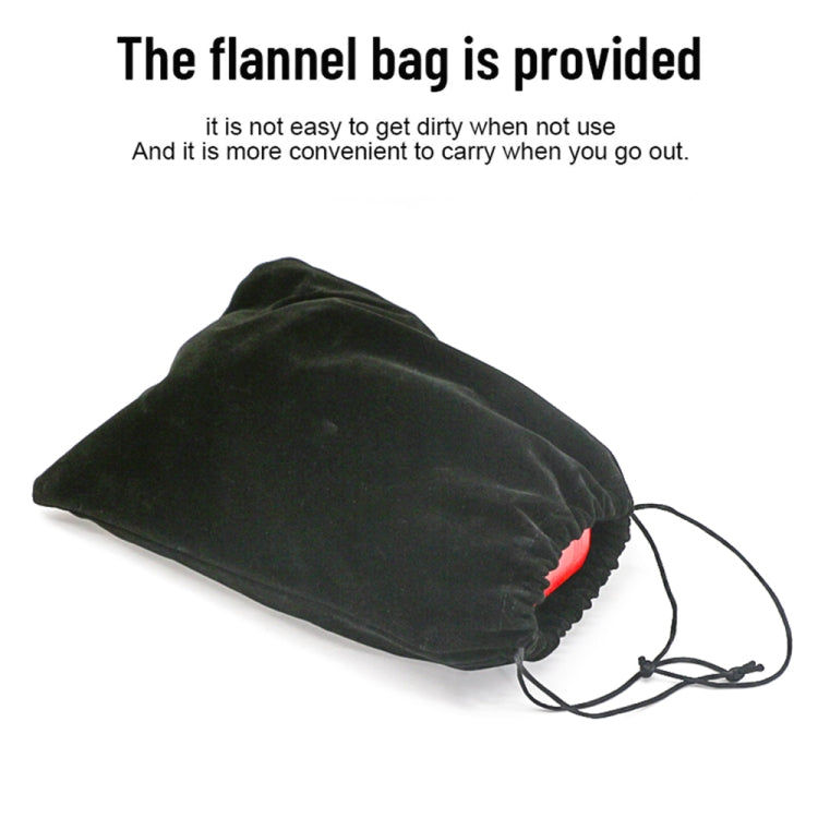 Black flannel storage bag with drawstring for battery tester