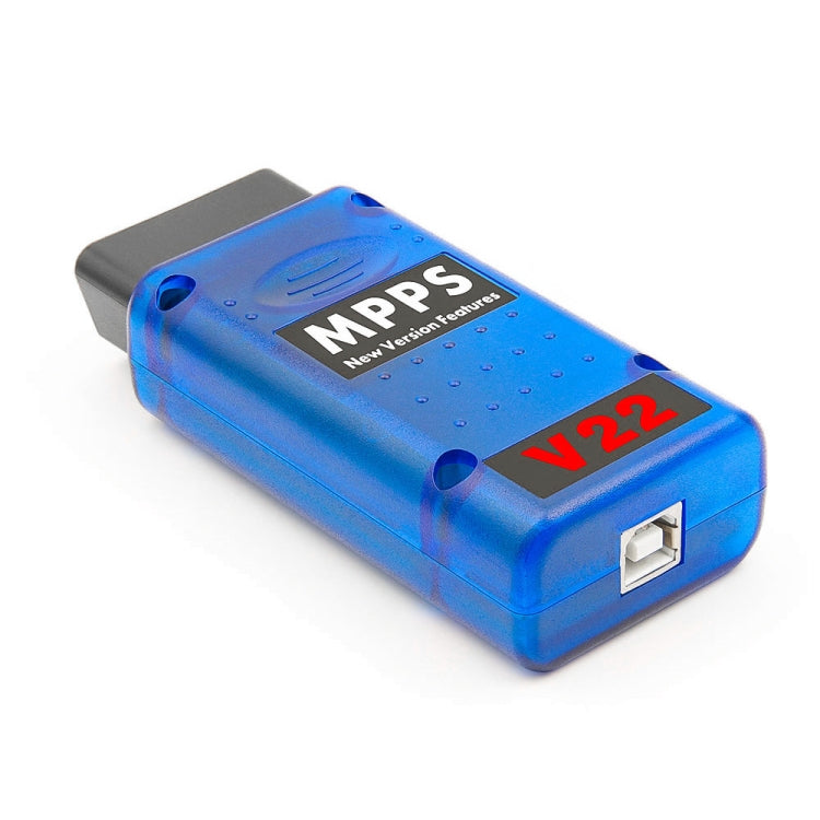 MPPS V22 ECU tuning tool angled view, blue body with V22 and MPPS labels