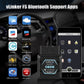 Black OBD2 Bluetooth diagnostic tool with smartphone app icons and connect view