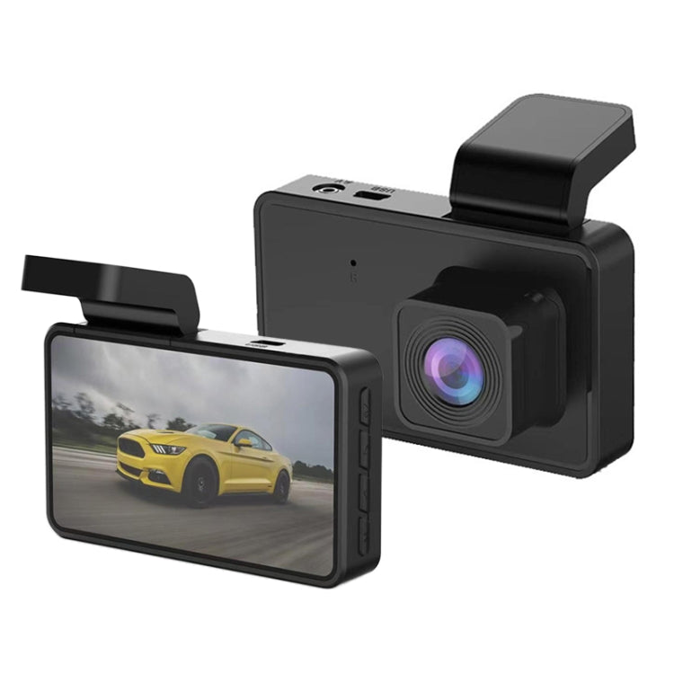 Car dash camera with front lens and attached screen