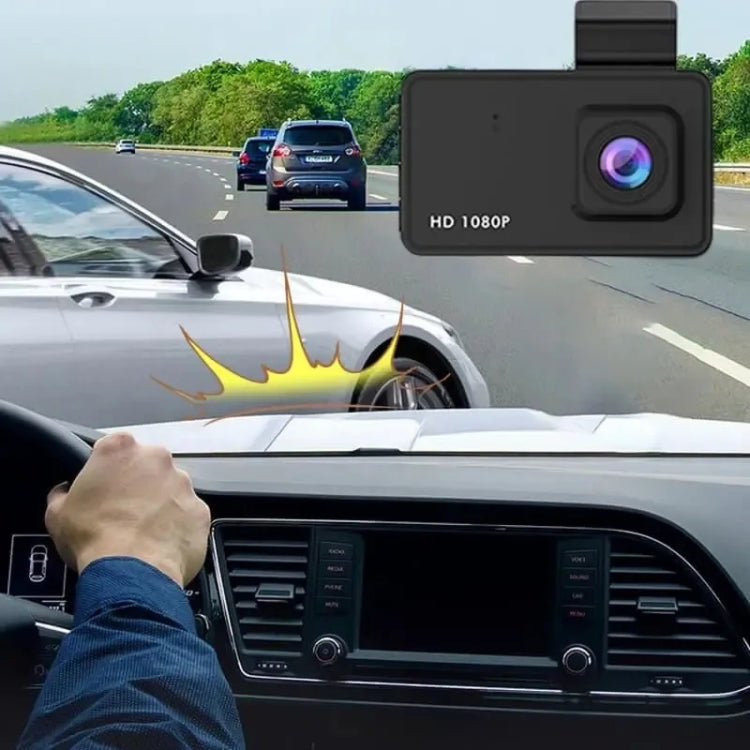 Car dash cam showing highway traffic while mounted inside the car